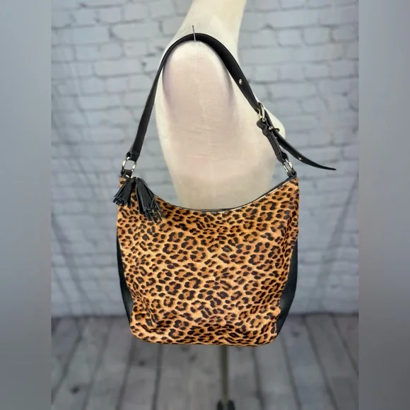 Talbots Leather Hair on Hide Shoulder Bag - Picture 1 of 8